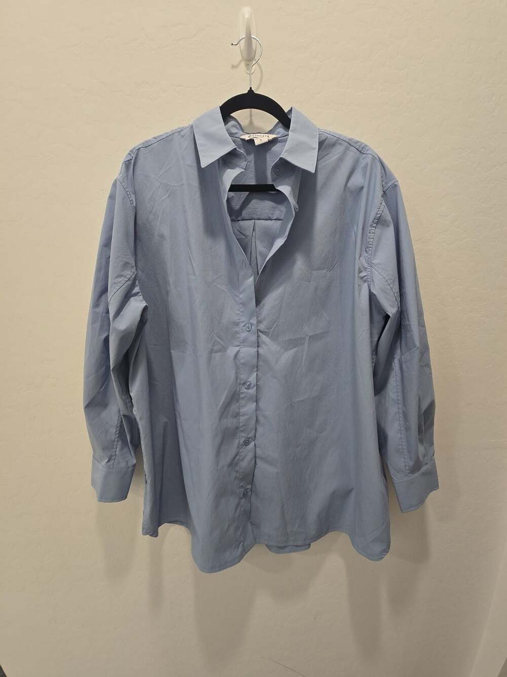 Athleta Button Up Shirt Size L Light Blue Long Sleeve